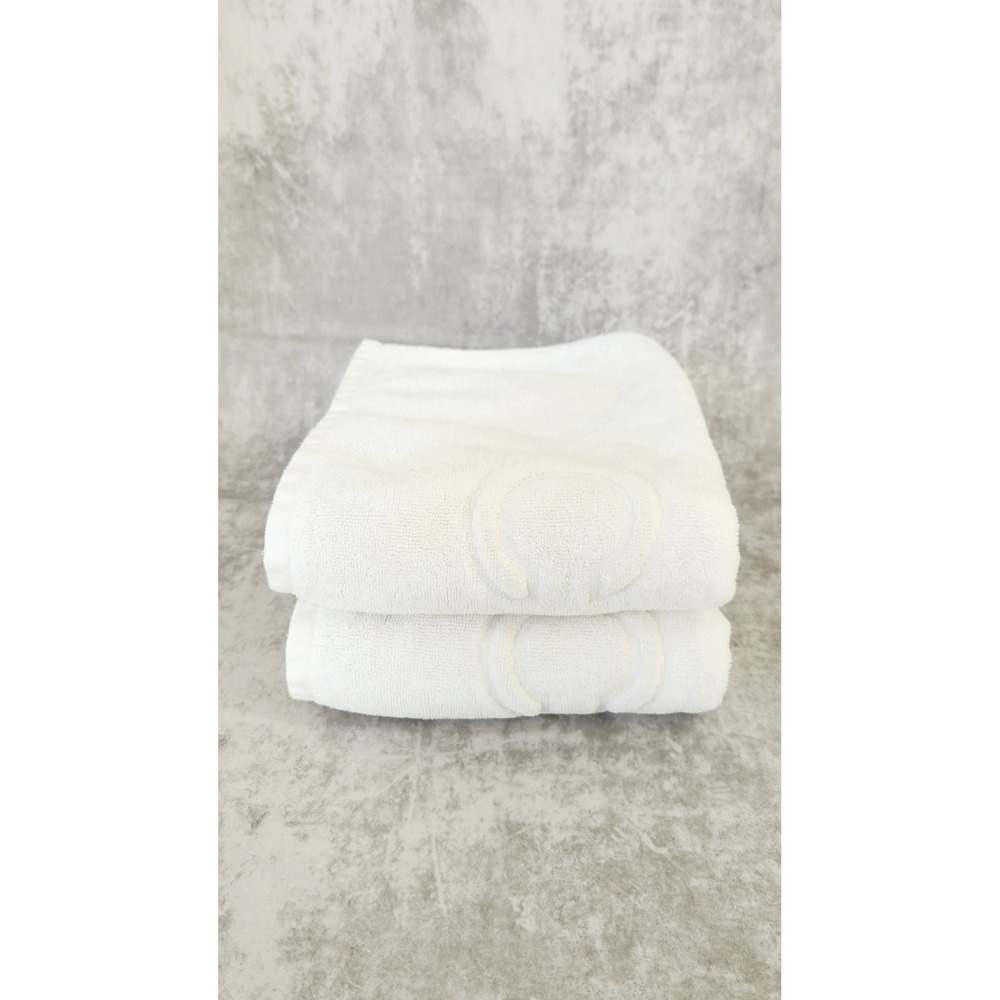 Matouk Hand Towels 2PC Set White Egyptian Cotton Initial C Hotel Luxury Classic